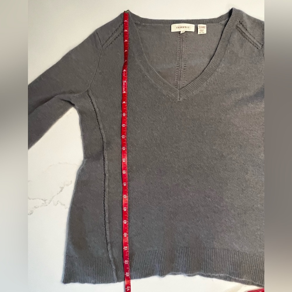 INHABIT Blue cashmere v neck sweater fits Small - Medium - Picture 5 of 7